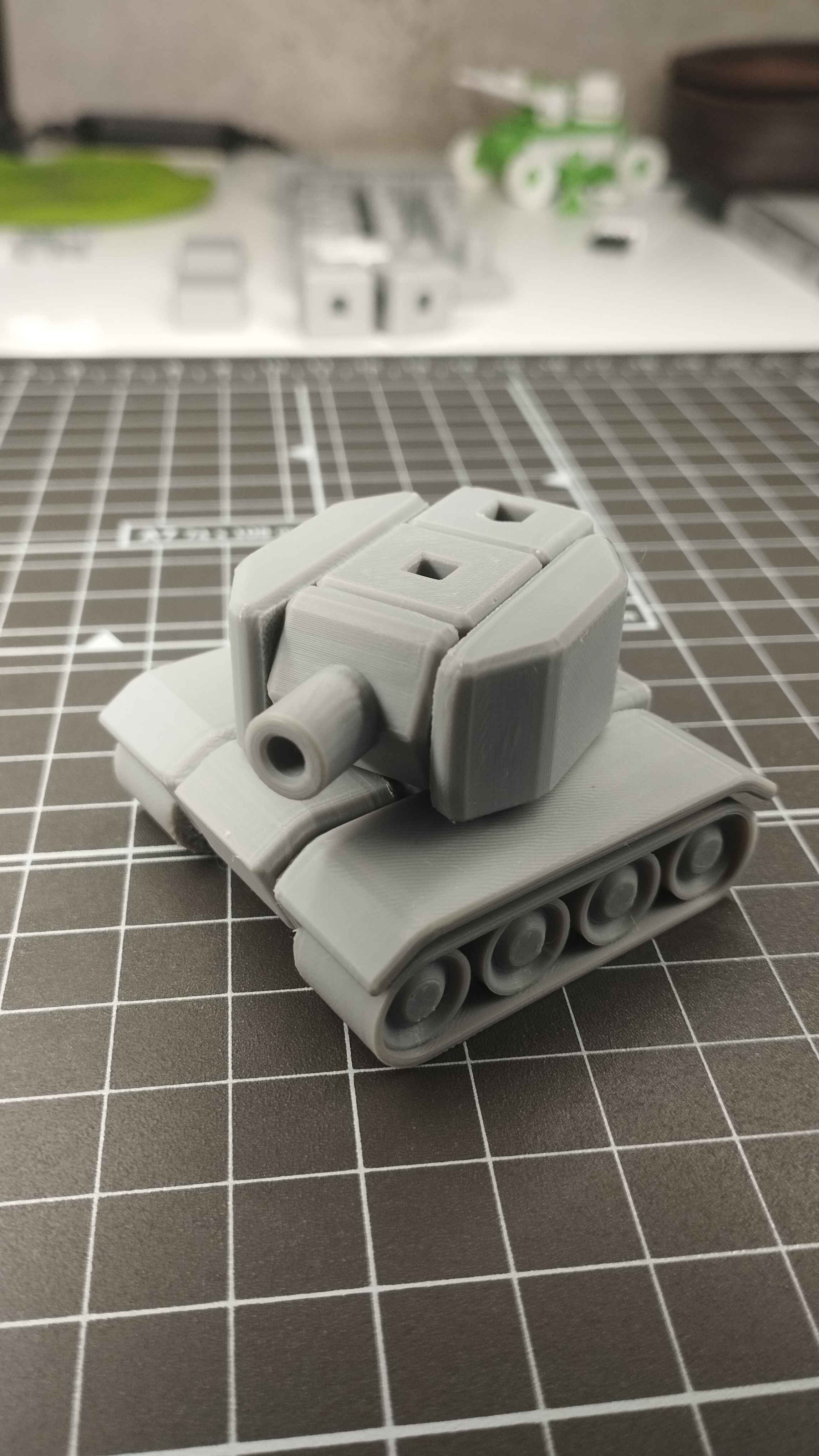 tank parts on bed